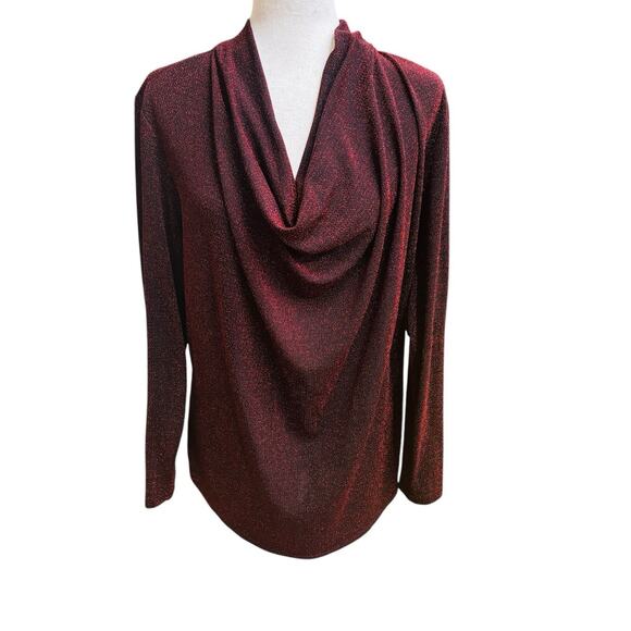 Carmen Marc Valvo Womens Top Sz 2X Drape Neck Evening Cocktail Cowl Neck Top - Picture 1 of 6